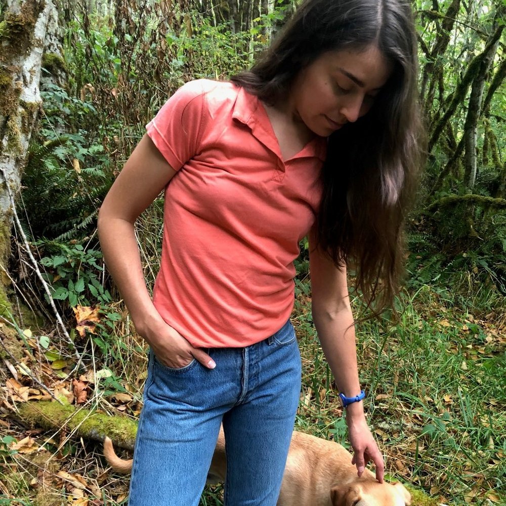 Orange/salmon colored prana top